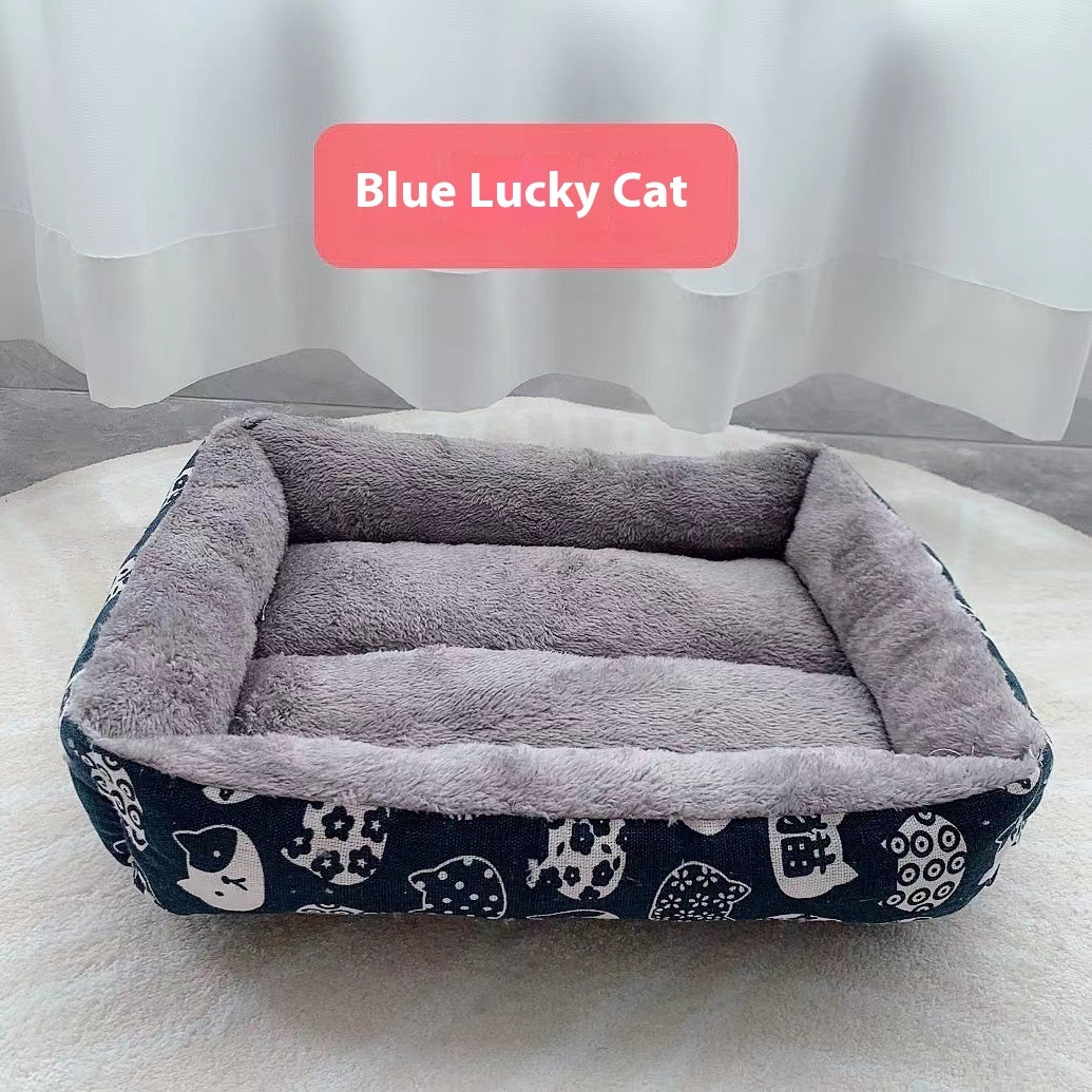 Soft Linen Pet Bed - Moisture Resistant, Washable, and Long-Lasting