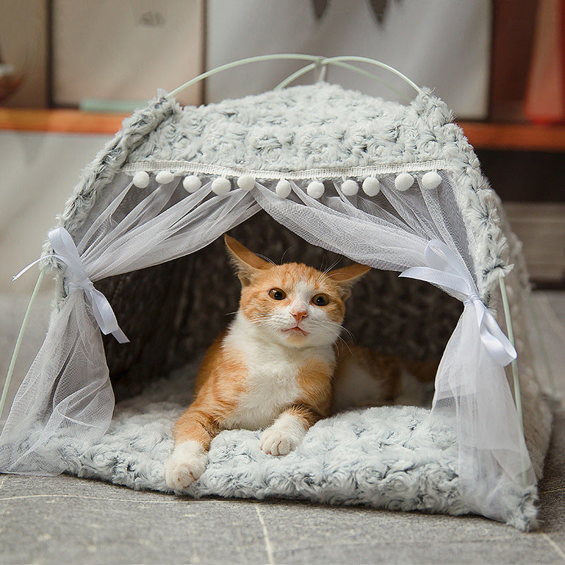 Snug Semi-Enclosed Pet Nest for Warmth, Comfort, and Style