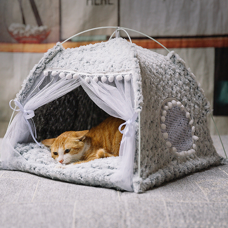 Snug Semi-Enclosed Pet Nest for Warmth, Comfort, and Style