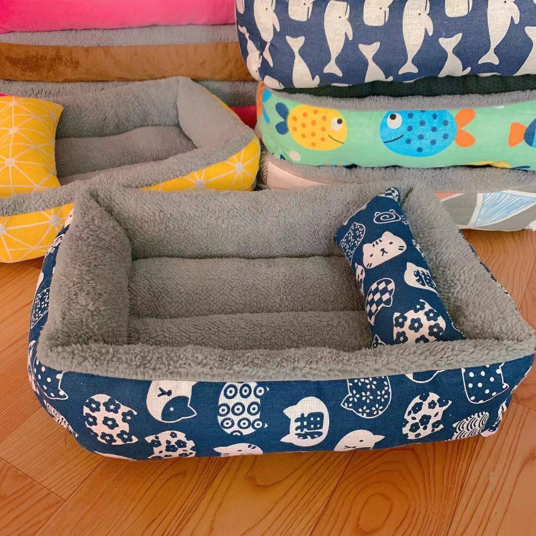 Soft Linen Pet Bed - Moisture Resistant, Washable, and Long-Lasting